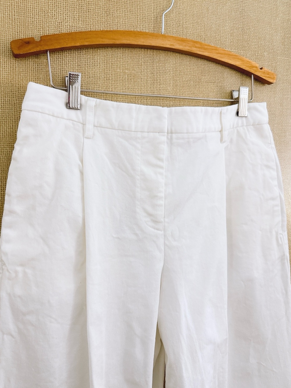 Matteau Organic Cotton Chino Pants Wide Leg High Rise White Trousers Women 8 - Picture 6 of 13
